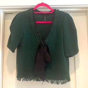 Zara Green Knit Top with Black Bow